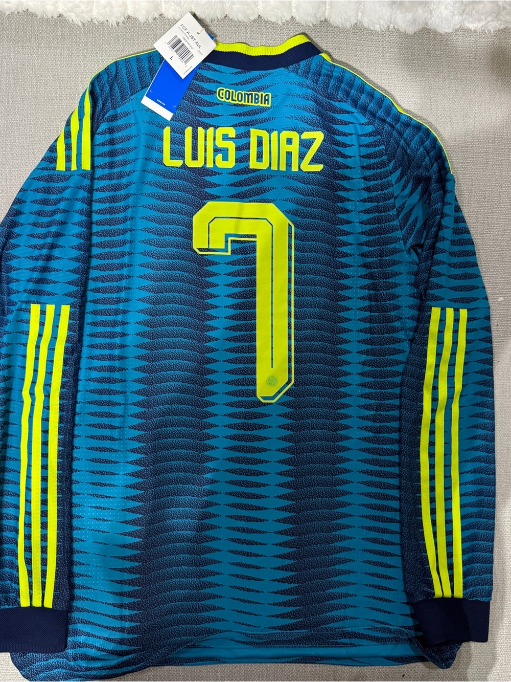 NWT adidas Colombia Luis Díaz #7 Authentic Player Version Away Jersey LS Size L